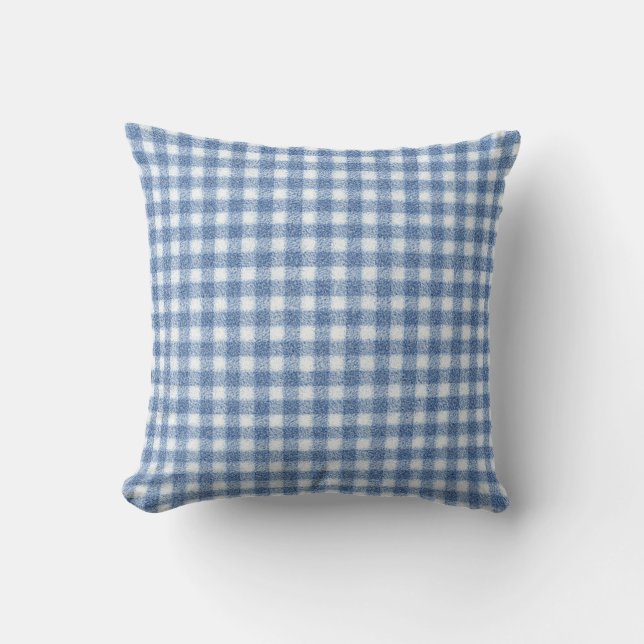 Coussin Carreaux Gingham Bleu et Blanc Classiques  (Recto)