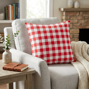 Coussin Carreaux Gingham Rouge et Blanc Classiques