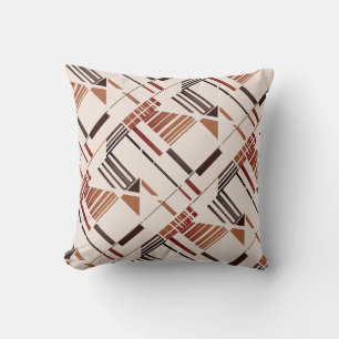 Coussin Carreaux grands abstraits diagonaux brun rouille b