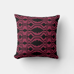 Coussin Carreaux grands de vague sonore abstraite noire de