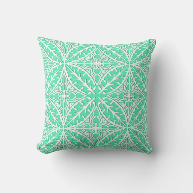 Coussin carreaux marocains - bleu oeuf de robin et blanc (Recto)