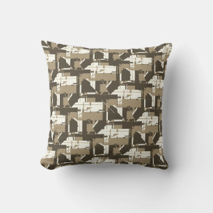 Coussin Carreaux Mosaïqués Brun Beige Abstraits