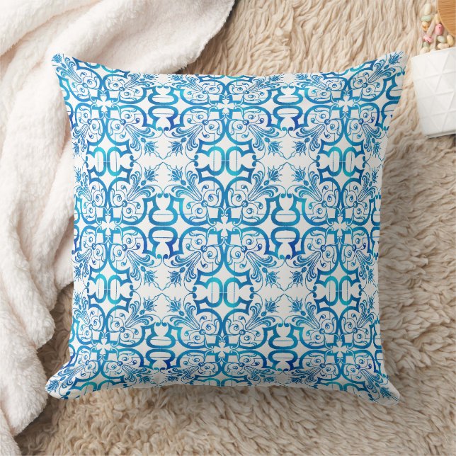 Coussin Carreaux motif bleu indigo (Couverture)