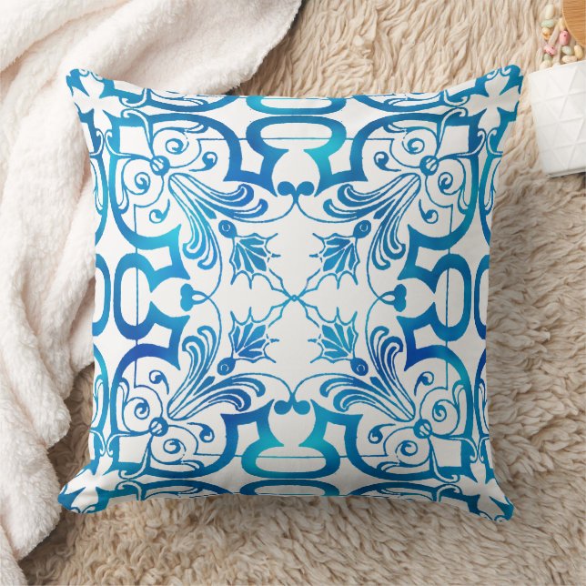 Coussin Carreaux motif bleu indigo (Couverture)