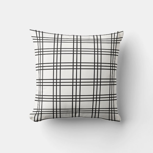Coussin Carreaux Noir et Blanc Classiques Tartan (Recto)