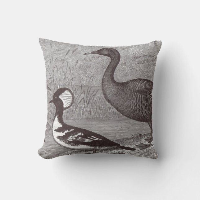 Coussin Carreaux noirs et blancs d'accent de canards (Recto)