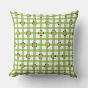 Coussin Carreaux orange moderne vert