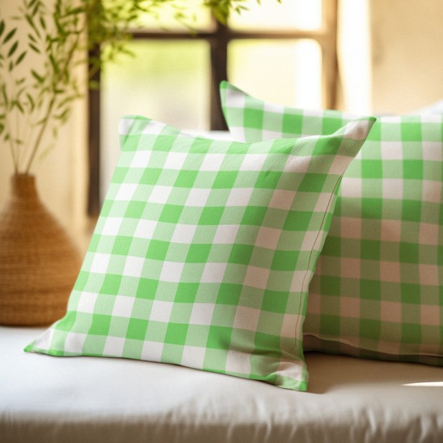 Coussin Carreaux plaid buffle vert (Créateur téléchargé)