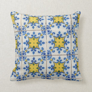 Coussin Carreaux portugais - Azulejo Motif bleu et jaune