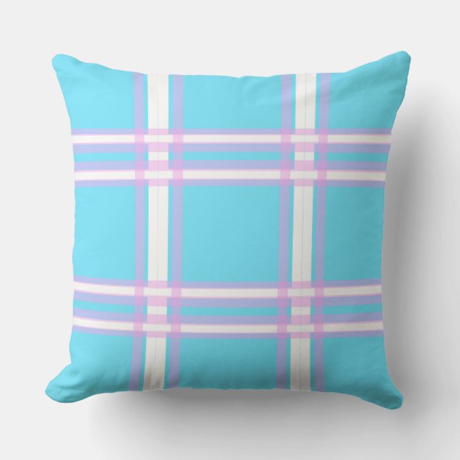 Coussin Carreaux rose et bleu (Recto)