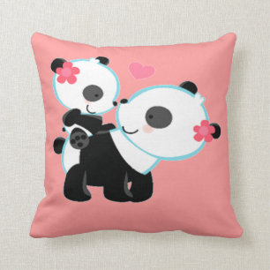 Coussin Carreaux roses mignons adorables d'amour d'ours