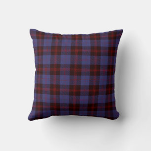 Coussin carreaux tartan bleu marine rouge