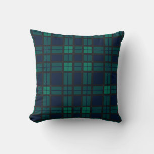 Coussin Carreaux Tartan Plaid Clan Black Watch Bleu Vert