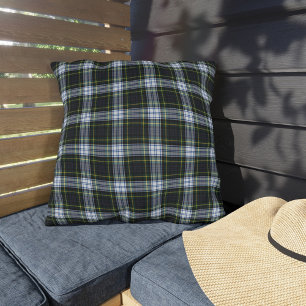 Coussin Carreaux Tartan Rustique Vert Blanc Gordon