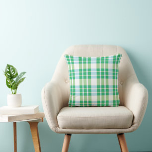 Coussin Carreaux Tartan Vert