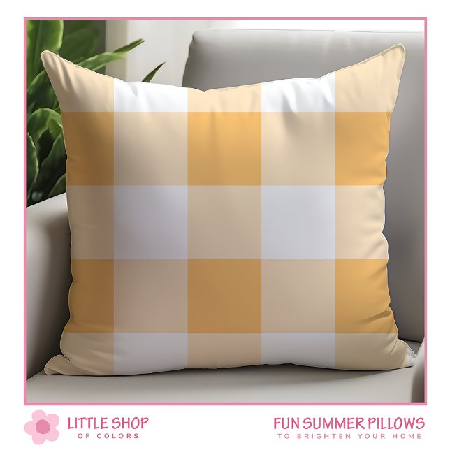 Coussin Carreaux Vichy à carreaux pêche (Créateur téléchargé)