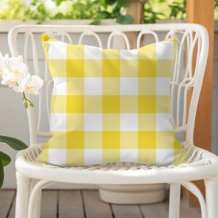 Coussin Carreaux Vichy Jaune Capucine Motif Carreaux