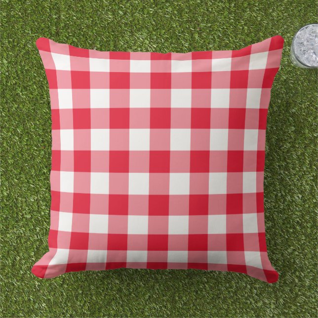 Coussin Carreaux Vichy Rouge Blanc Classiques (Herbe)