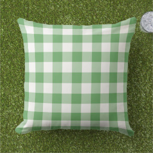 Coussin Carreaux Vichy Verts Classiques à Carreaux Blancs