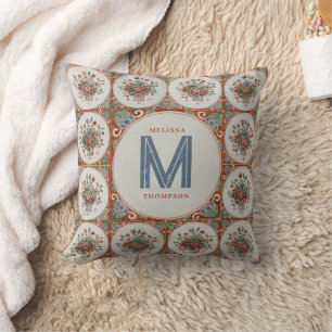 Coussin Carreaux vintages en terre cuite Monogram