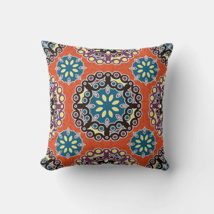 Coussin Carrelage arabe, motif patchwork vintage.