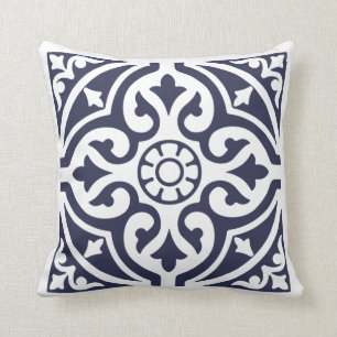 Coussin Carrelage bleu et blanc Marocain