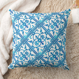 Coussin Carrelage bleu indigo