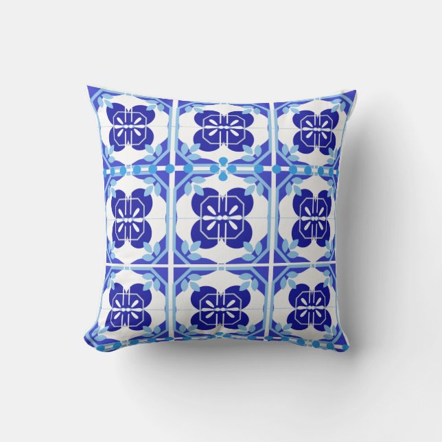 Coussin Carrelage bleu portugais classique (Recto)