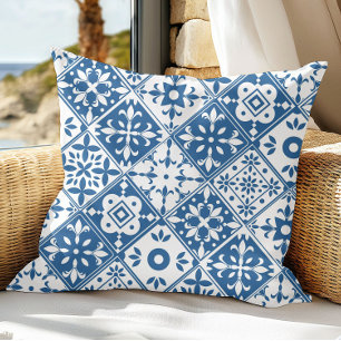 Coussin Carrelage bleu Santorin thème grec/espagnol