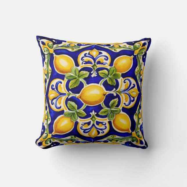 Coussin Carrelage céramique citron méditerranéen (Recto)