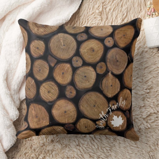 Coussin Carrelage en bois en Arrière - plan noir avec nom  (Couverture)