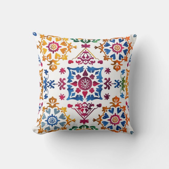 Coussin Carrelage en étoile coloré mexicain (Recto)
