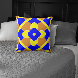 Coussin Carrelage espagnol orange bleu jaune Motif
