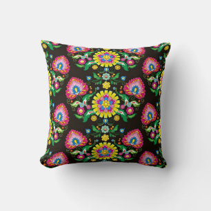 Coussin Carrelage fleuri folk sans couture motif