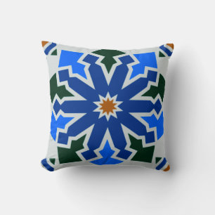 Coussin Carrelage marocain Fleur de mosaïque arabe Art géo