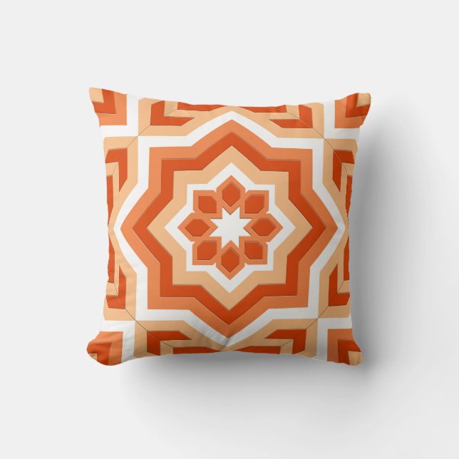 Coussin Carrelage marocain, Mandarin orange et clair orang (Recto)