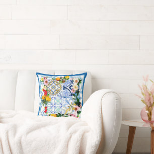 Coussin Carrelage méditerranéen, majolica, style sicilien 