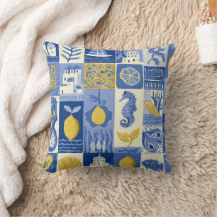 Coussin Carrelage Méditerranéen Motif Citron Coastal