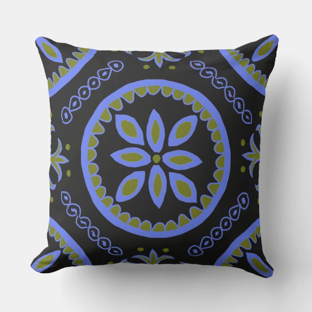 Coussin Carrelage Talavera noir (Recto)