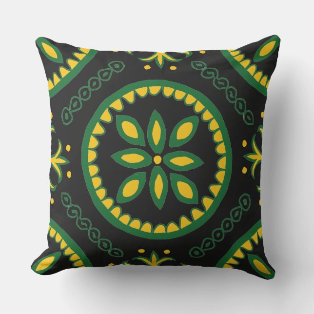 Coussin Carrelage Talavera noir (Recto)