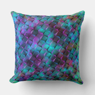 Coussin carrés 3D colorés bleu lilas à rose ou triangles