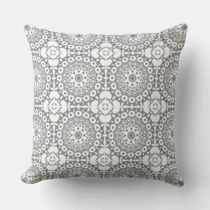 Coussin Carrés blancs dentés sur un arrière - plan gris cl