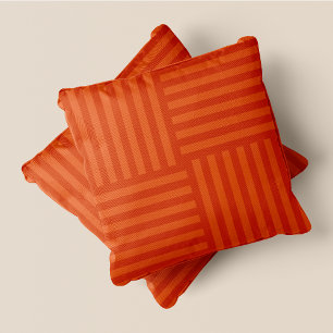 Coussin Carrés citrouille à grande bande épicée orange