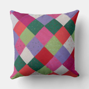 Coussin carrés colorés en tricot vintage