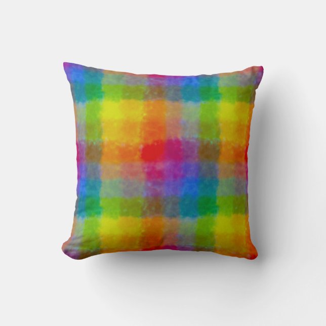 Coussin Carrés d'aquarelle arc-en-ciel (Recto)