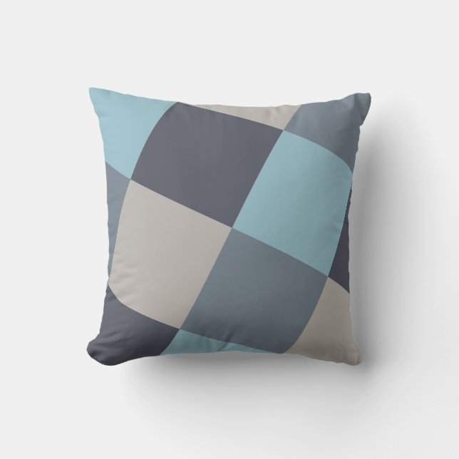 Coussin Carrés de graines de coton gris-bleu truite (Recto)