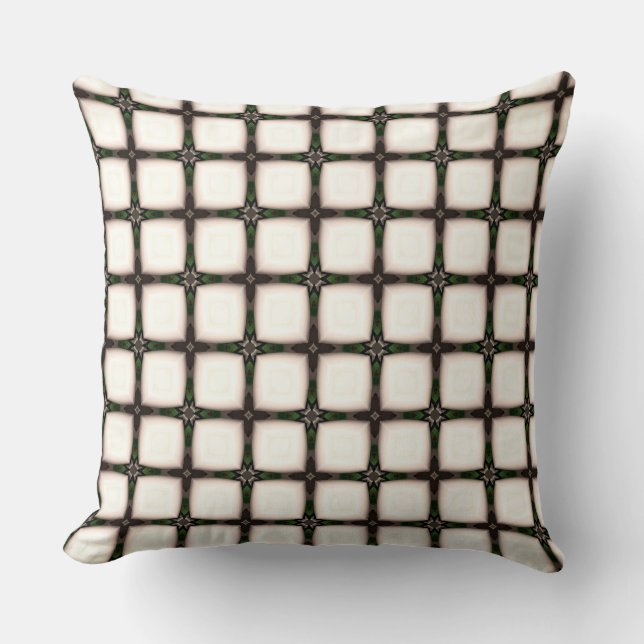Coussin Carrés de Marbre blanc en vert et Brown (Recto)