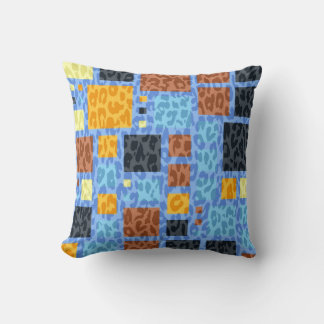 Coussin Carrés de mosaïque rétro | EMPREINTE DE LÉOPARD