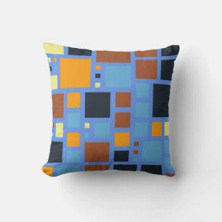 Coussin Carrés de mosaïque rétro | gris bleu Brown orange
