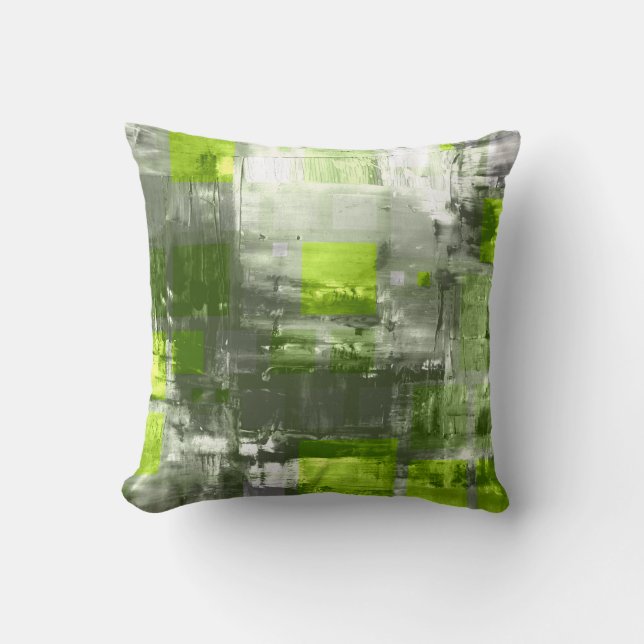 Coussin Carrés de mosaïque rétro | Grunge vert (Recto)
